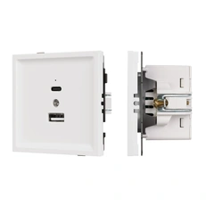 Изображение Модуль USB зарядки Type-A+C QC3.0 Arlight TENDO белый матовый 054094