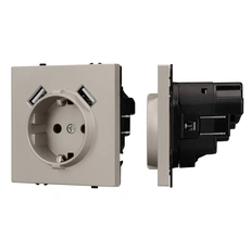 Изображение Розетка с заземлением и USB тип A+А Arlight NOBE, кашемир soft-touch 059442(1)